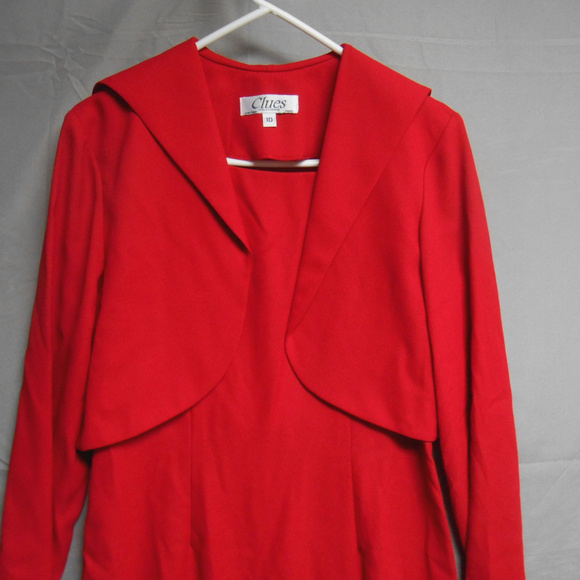 Clues Collection 2 pieces red dress + jacket 10 - Picture 2 of 5